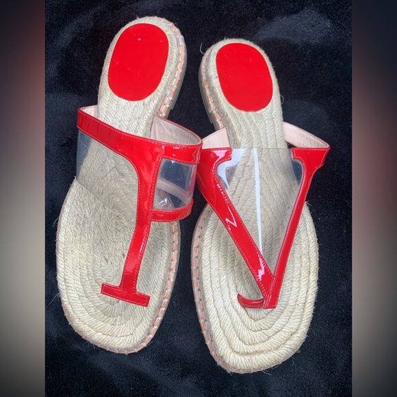 Frances Valentine Hannah red- clear pvc Espadrilles sandals shoes sz 8B - Picture 6 of 9
